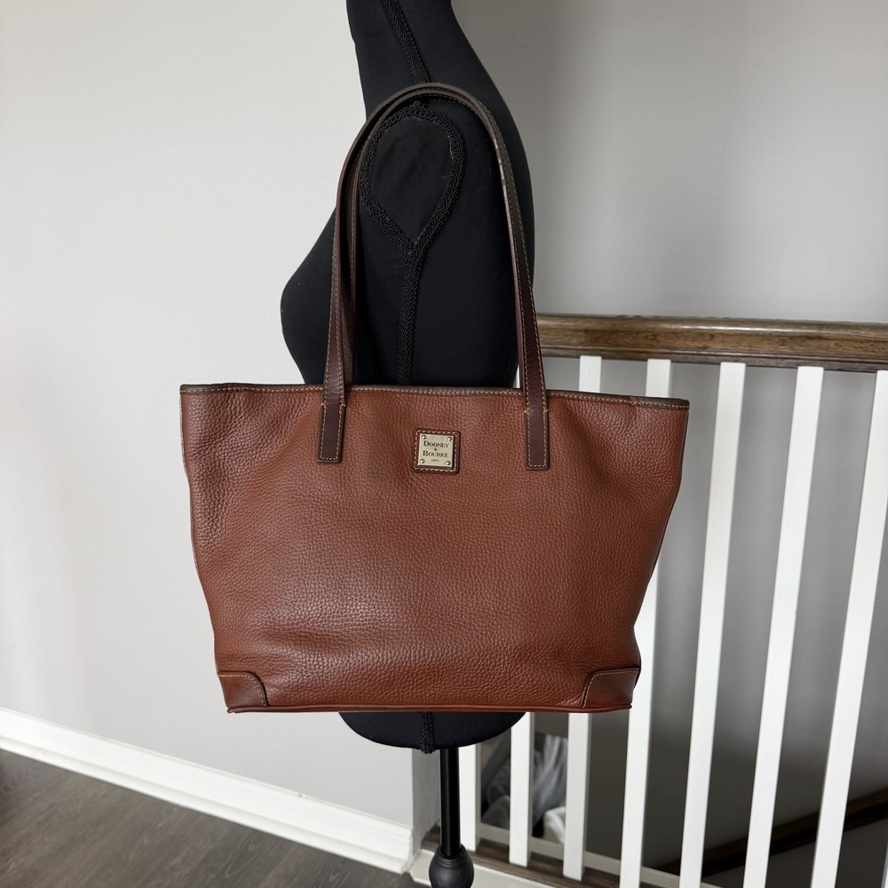 Dooney & Bourke Charleston Tan Brown Pebble Leather Tote Shoulder Bag Old Money